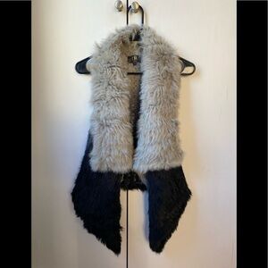 Metric Knits Black and Gray Ombré Rabbit Fur Sweater Vest